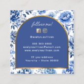 Chinoiserie bloemen boog vierkante visitekaartje (Achterkant)