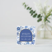 Chinoiserie bloemen boog vierkante visitekaartje (Staand voorkant)