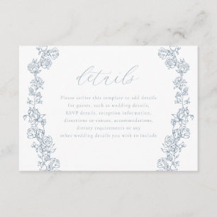 Chinoiserie Bloemen Krans Trouwdetails Informatiekaartje