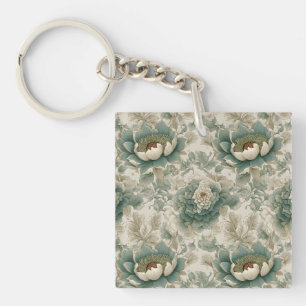 Chinoiserie Bloemen Naadloos Patroon Sleutelhanger