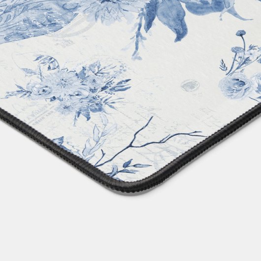 Chinoiserie Bloemenvaas Pioen Blauw Wit Kantoor Bureaumat (Hoek)