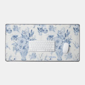 Chinoiserie Bloemenvaas Pioen Blauw Wit Kantoor Bureaumat (Keyboard & Muis)