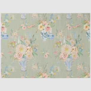 Chinoiserie Bloemenvazen Peony Sage Decoupage Tissuepapier