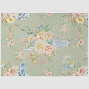 Chinoiserie Bloemenvazen Pioen Bloem Decoupage Tissuepapier