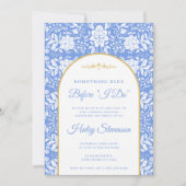 Chinoiserie Bloemige 'Something Blue' Bruiloftsuit Kaart (Voorkant)