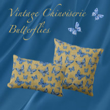  Chinoiserie Blue Butterflies Vervaagd Damask