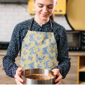  Chinoiserie Blue Butterflies Vervaagd Damask Schort