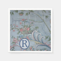 Chinoiserie Blue China Floral Monogram Tuin Roze