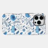 Chinoiserie Blue Echinacea Pattern iPhone Hoesje (Achterkant horizontaal)