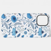 Chinoiserie Blue Echinacea Pattern iPhone Hoesje (Achterkant horizontaal)