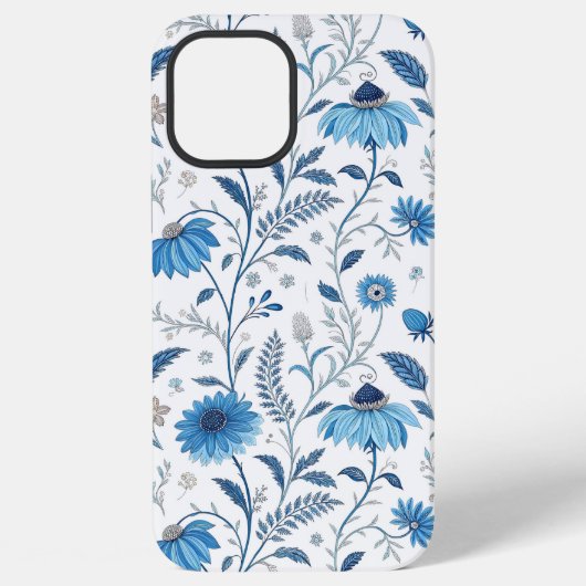 Chinoiserie Blue Echinacea Pattern iPhone Hoesje (Achterkant)