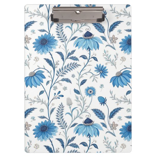 Chinoiserie Blue Echinacea Pattern Klembord (Voorkant)