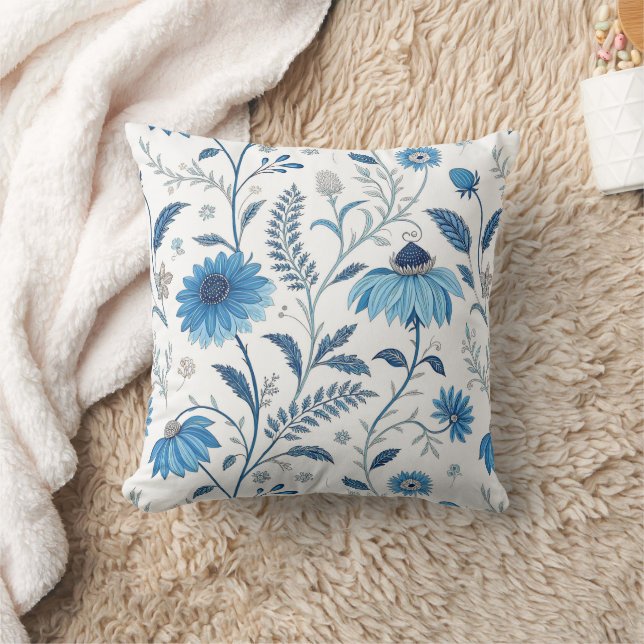 Chinoiserie Blue Echinacea Pattern Kussen (Deken)