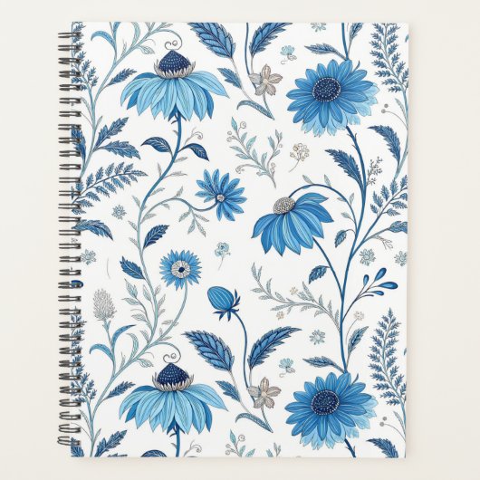 Chinoiserie Blue Echinacea Pattern Planner (Voorkant)