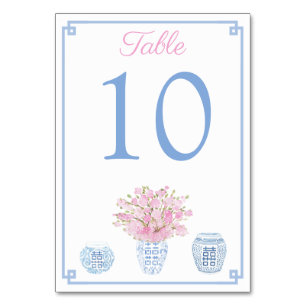 Chinoiserie Blue en roze Baby shower Luncheon Kaart