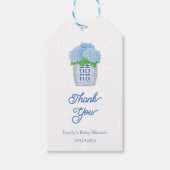 Chinoiserie Blue en White Hydrangea Dank u Label Cadeaulabel (Voorkant)
