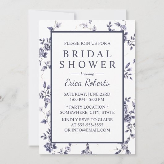 Chinoiserie Blue Floral Vrijgezellenfeest Kaart (Voorkant)