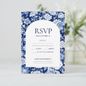 Chinoiserie Blue Floral Wedding Cartes RSVP (Debout devant)