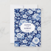 Chinoiserie Blue Floral Wedding Cartes RSVP (Dos)