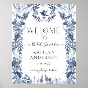 Chinoiserie Blue Floral Welkom Vrijgezellenfeest Poster