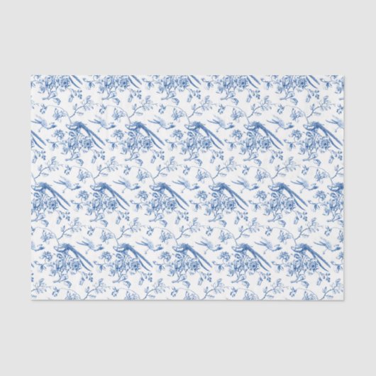 Chinoiserie Blue Flowers & Birds-ontkoppeling Tissuepapier (Voorkant)