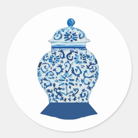 Chinoiserie Blue Ginger Jar Jars Ronde Sticker (Voorkant)