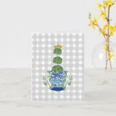 Chinoiserie Blue Ginger Jar topiary Kaart (Gele Bloem)