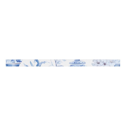 Chinoiserie Blue Grosgrain Lint (Voorkant)