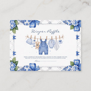 Chinoiserie Blue Jean Denim Luier Loterijkaart Informatiekaartje