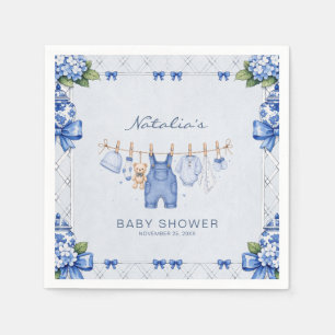 Chinoiserie Blue Jean Denim strik Baby Shower Servet