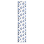 Chinoiserie Blue Ornaments Christmas Korte Tafelloper (Voorkant)