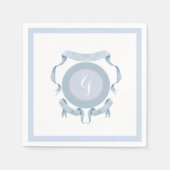 Chinoiserie Blue Ribbons Crest Shield Servet (Voorkant)