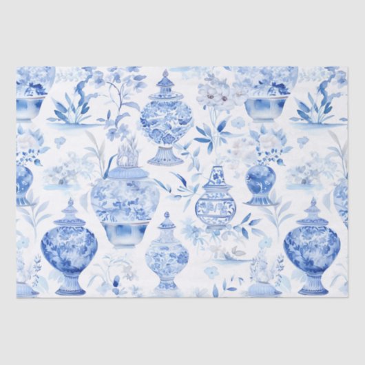 Chinoiserie Blue Tissue Paper Tissuepapier (Voorkant)