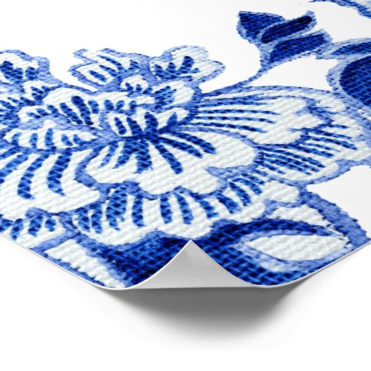 Chinoiserie Blue White Bridal Luncheon Welkom Poster (Hoek)