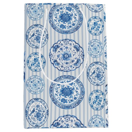 Chinoiserie Blue White Plates All Occasion Medium Cadeauzakje (Voorkant)