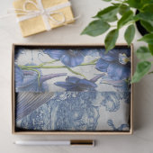 Chinoiserie Blue White Toile Floral Script Collage Tissuepapier (Geschenk)