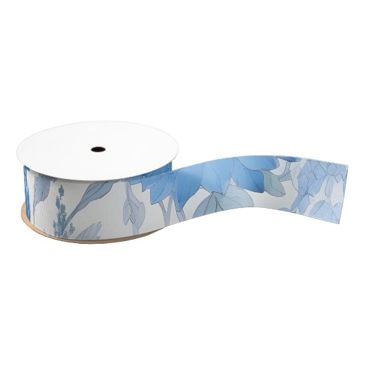 Chinoiserie Blue Wild Flower Grosgrain lint (Spoel)