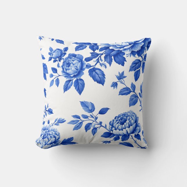 Chinoiserie Blue Willow en White Accent Pillo Kussen (Voorkant)