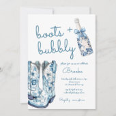 Chinoiserie Boots en Bubbly Vrijgezellenfeest Kaart (Voorkant)