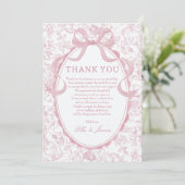 Chinoiserie Bow rose Floral Mariage Carte de remer (Debout devant)