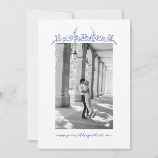 Chinoiserie Bruiloft Antiek Stijl Save The Date (Achterkant)