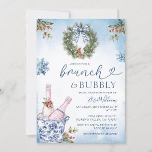 Chinoiserie Brunch en Bubbly Blue Vrijgezellenfees Kaart