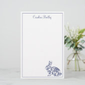 Chinoiserie Bunny Rabbit - Gepersonaliseerde schri Briefpapier (Staand voorkant)