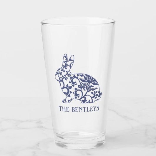 Chinoiserie Bunny Rabbit Glass Tumbler (Voorkant)