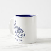Chinoiserie Bunny Rabbit Personalized Mug Tweekleurige Koffiemok (Voorkant links)
