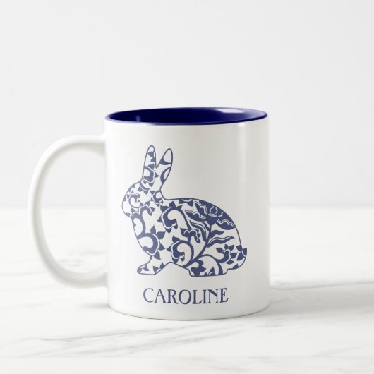 Chinoiserie Bunny Rabbit Personalized Mug Tweekleurige Koffiemok (Links)
