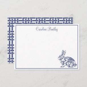 Chinoiserie Bunny Rabbit Personalized Note Cards Bedankkaart