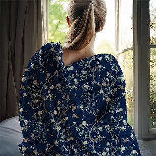 Chinoiserie Camellia Tuin Monogram Fleece Deken