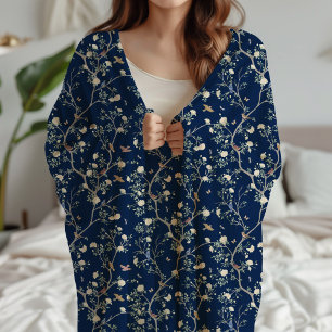 Chinoiserie Camellia Tuin Monogram Sherpa Deken