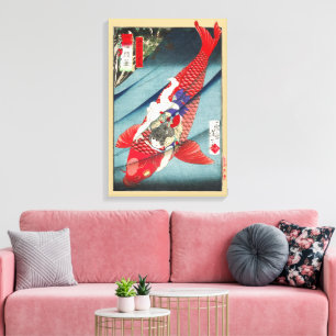 Chinoiserie Carpe Koï Rouge Et Impression De Garço